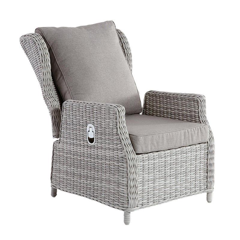 Hana Reclining Outdoor Chair W/ Cushions - White Grey