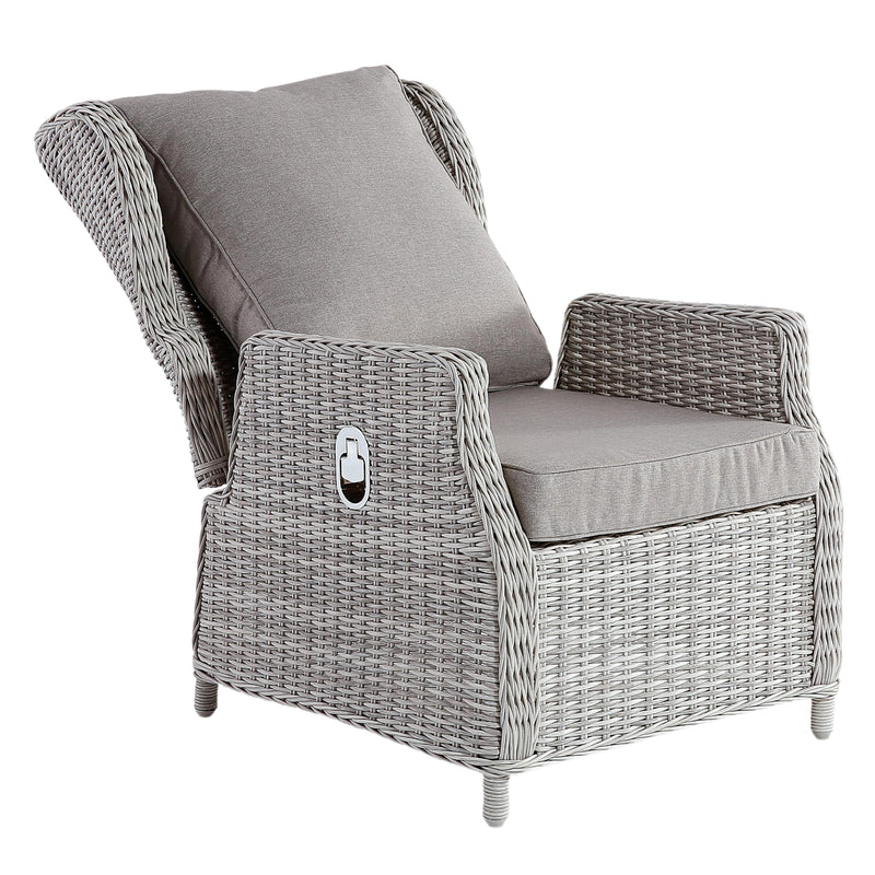 Hana Reclining Outdoor Chair W/ Cushions - White Grey