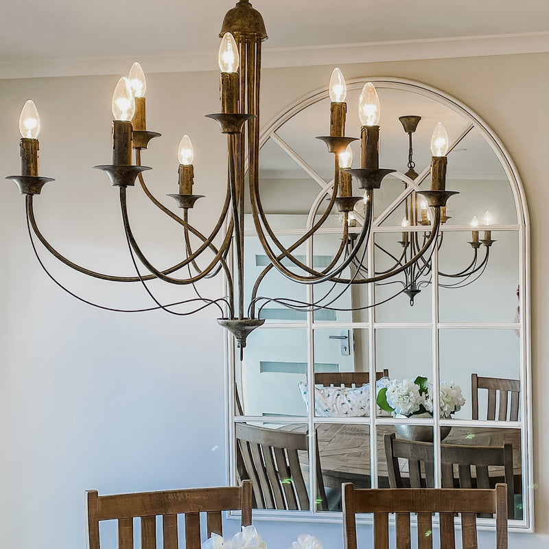 9 Arm Taupe Iron Chandelier 9 Lights
