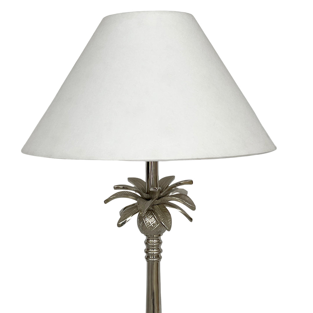 Nickel Pineapple Leaf Lamp W/White Shade - Lamp Base & Shade