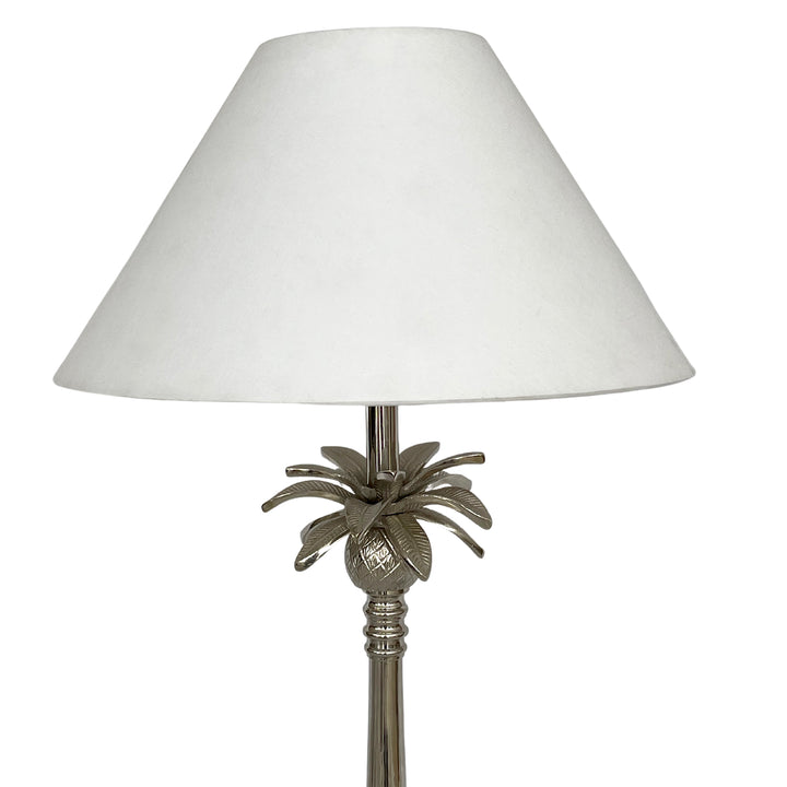 Nickel Pineapple Leaf Lamp W/White Shade - Lamp Base & Shade