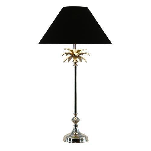 Nickel Palm Lamp 40Cm/16In Black Shade - Lamp Base & Shade