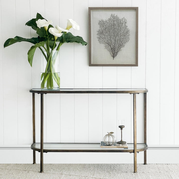 Palladium 120cm Curved Glass Console Table Brass