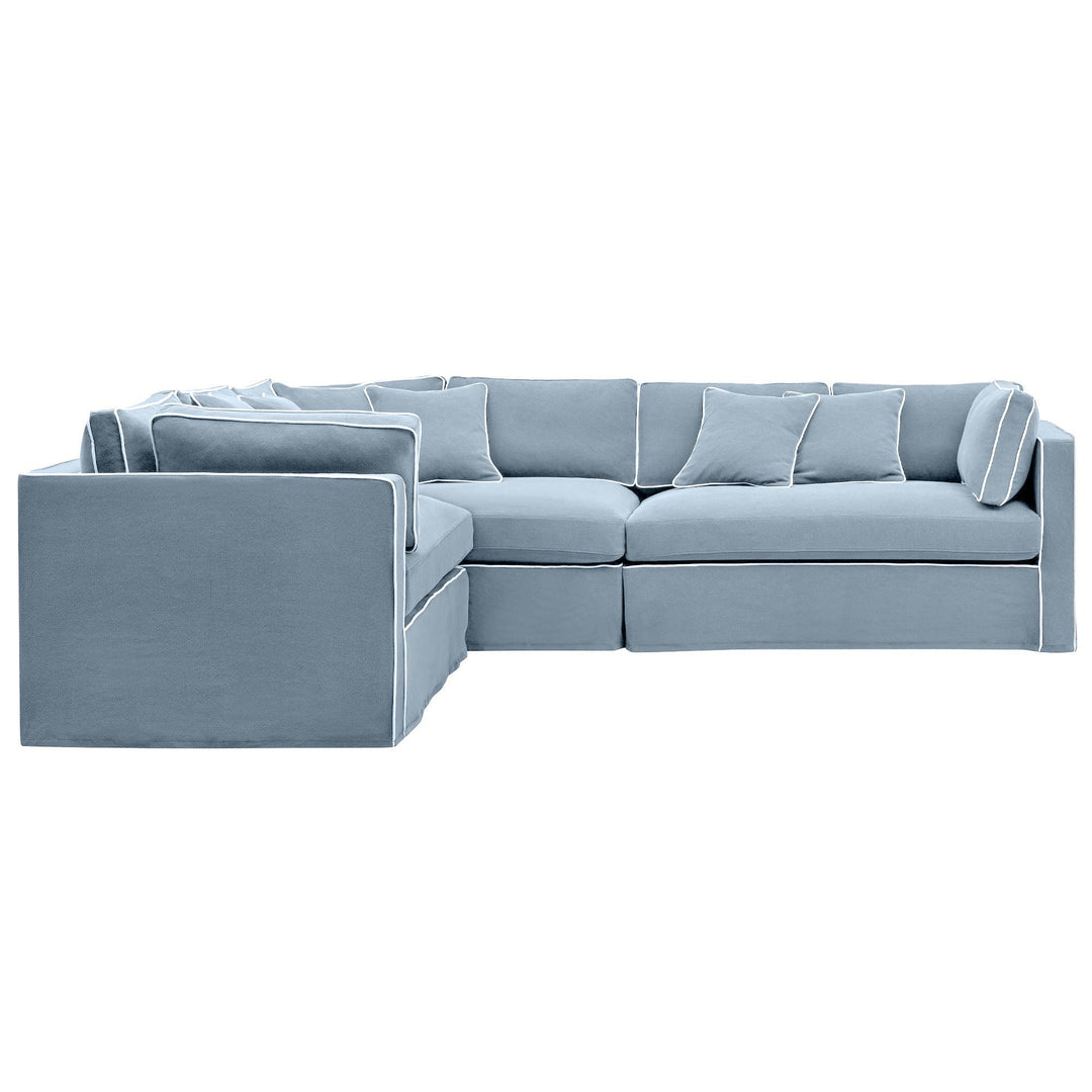 Marbella Modular Sofa Beach W/White Piping Left