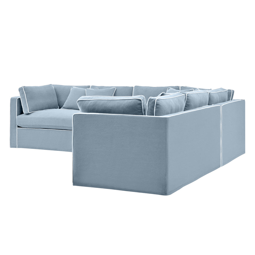 Marbella Modular Sofa Beach W/White Piping Left