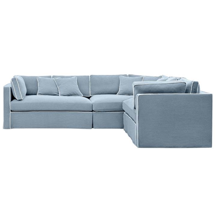 Marbella Modular Sofa Beach W/White Piping Right