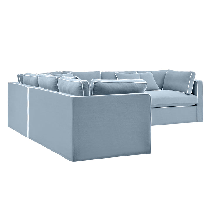 Marbella Modular Sofa Beach W/White Piping Right