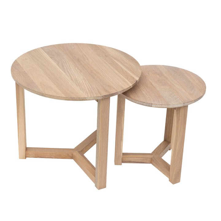 Oslo Set of 2 Side Tables White Wash Finish