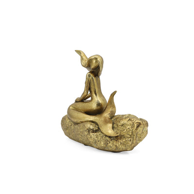Ariana Gold Mermaid Ornament on Rock L22cm