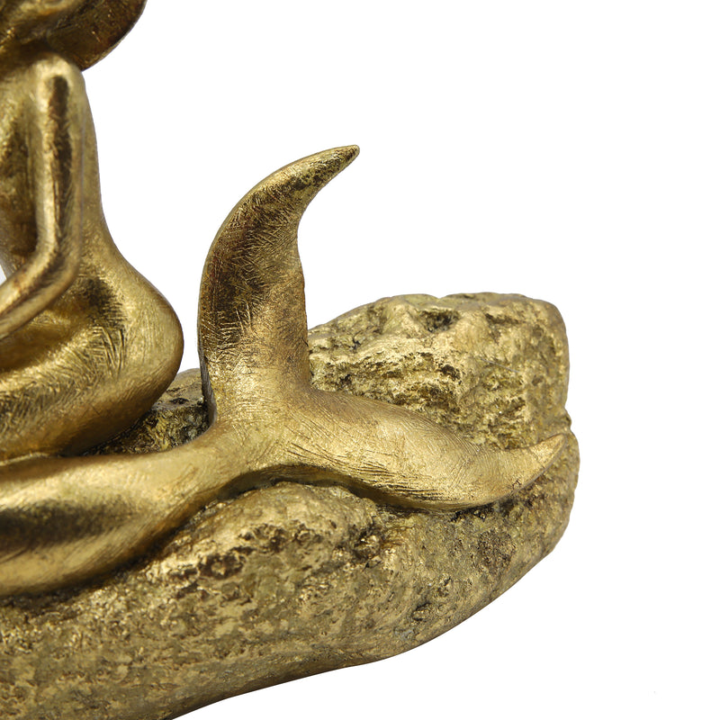 Ariana Gold Mermaid Ornament on Rock L22cm