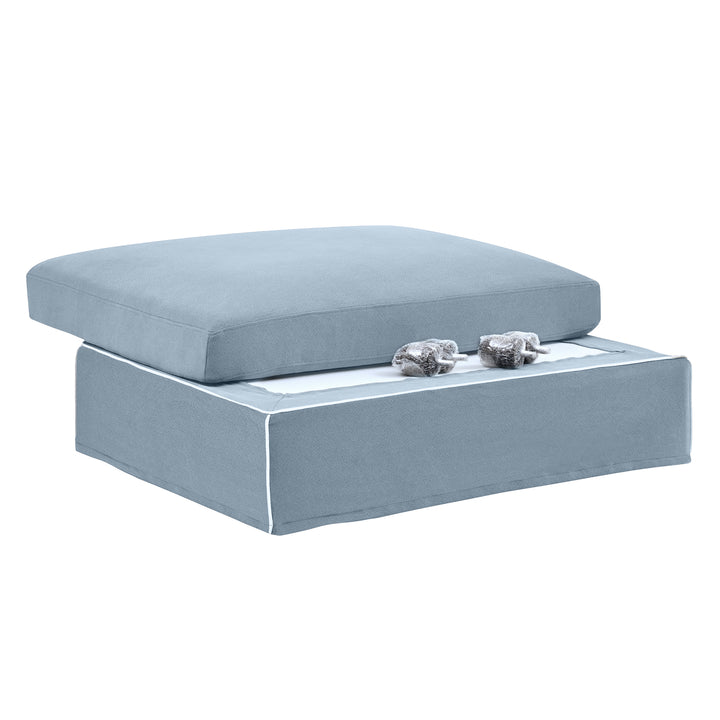 Marbella Ottoman Beach W/White Piping