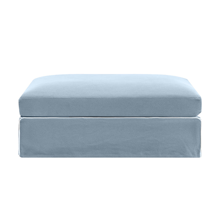 Marbella Ottoman Beach W/White Piping