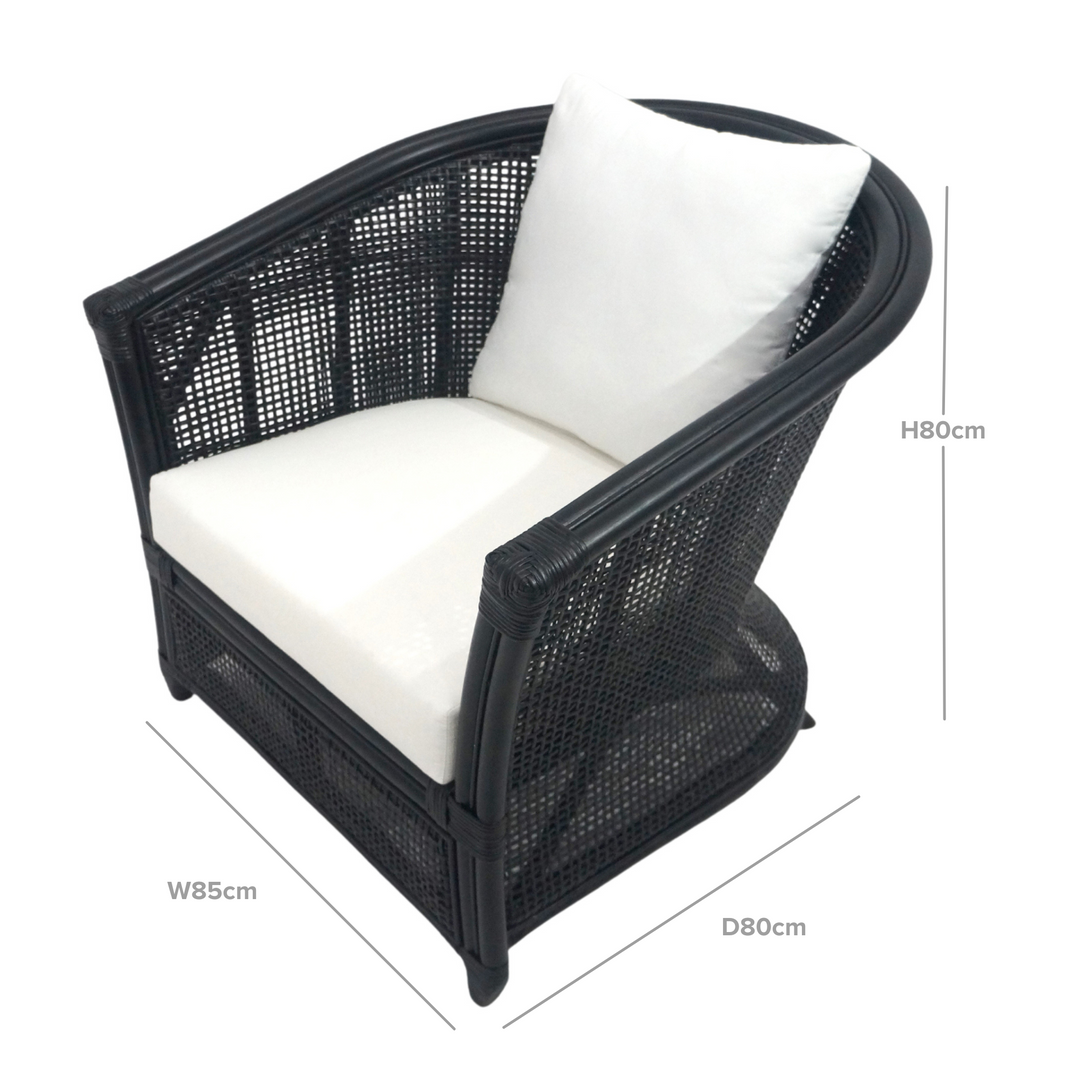 Cayman Rattan Armchair W/ Cushions Black