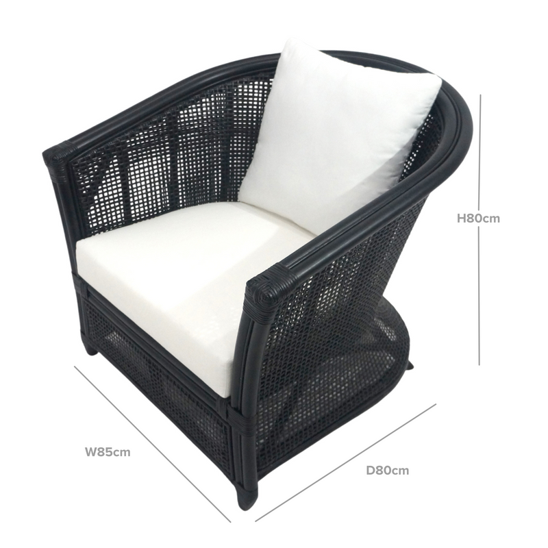 Cayman Rattan Armchair W/ Cushions Black