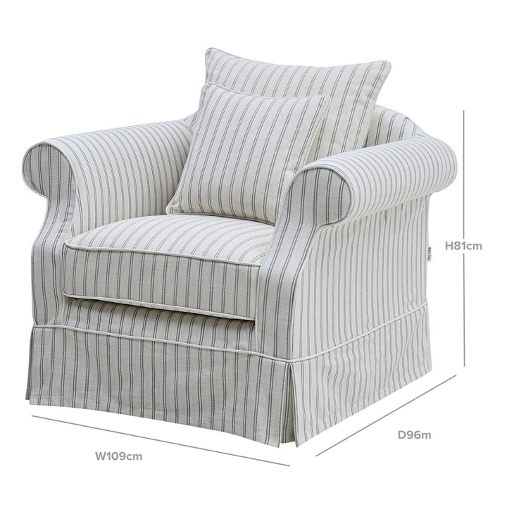 Avalon Hamptons Armchair Stone Stripe