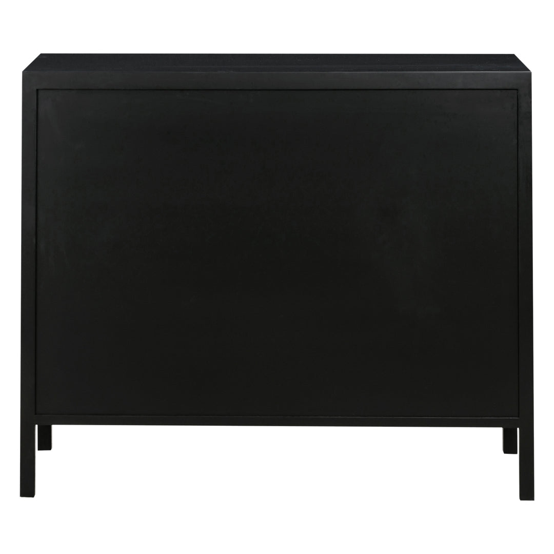 Santorini Hamptons 3 Drawer Timber/Rattan Dresser 100cm Black