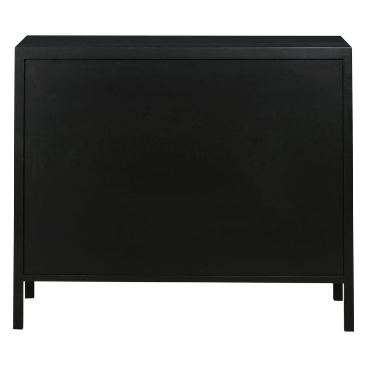 Santorini Hamptons 3 Drawer Timber/Rattan Dresser 100cm Black