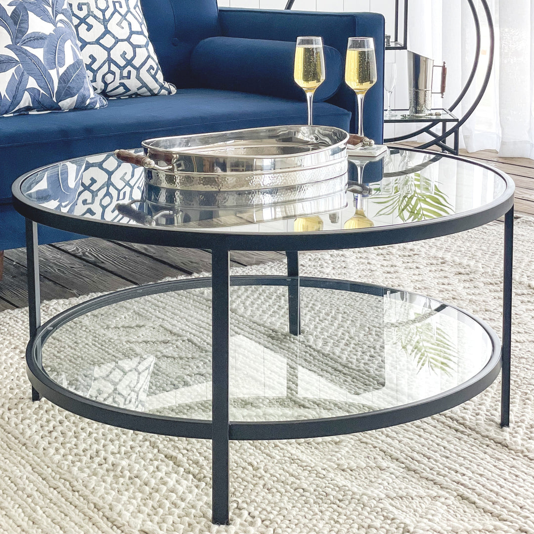 Palladium Black Iron & Glass Coffee Table