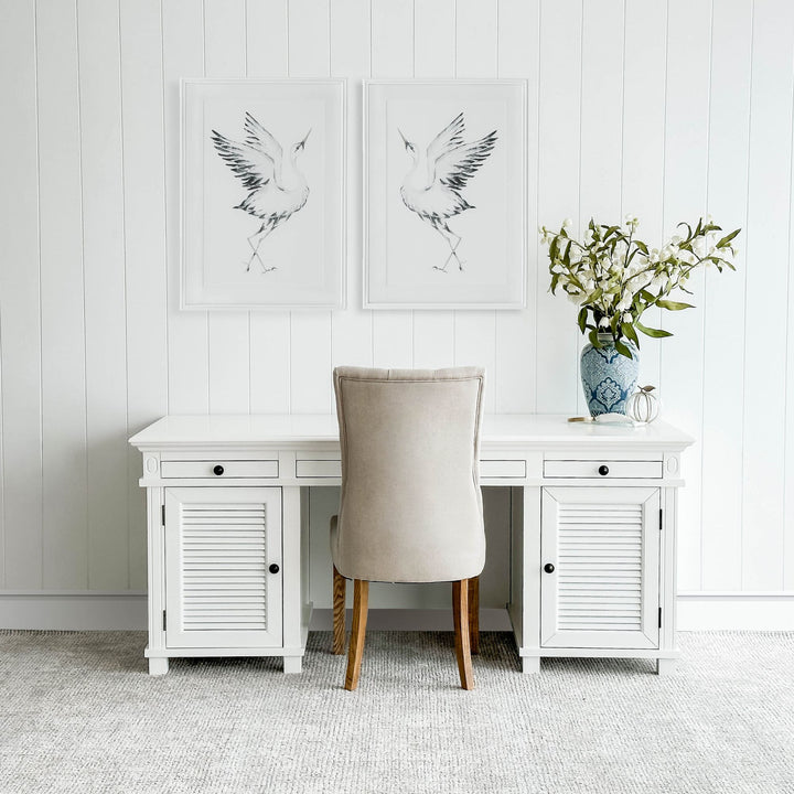 West Beach Hamptons Desk White W/ Shutter Doors