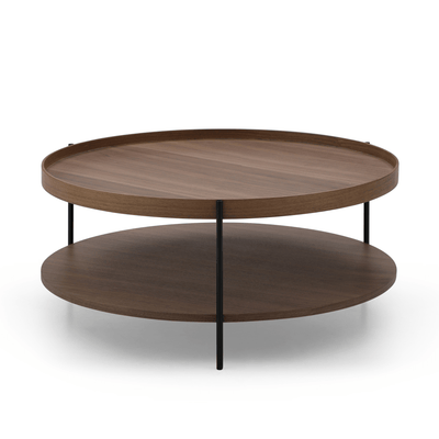 Cleo 90cm Round Coffee Table Walnut With Storage Shelf