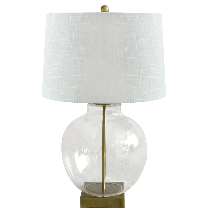 Ellyn Glass and Brass Lamp with White Linen Shade - Lamp Base & Shade