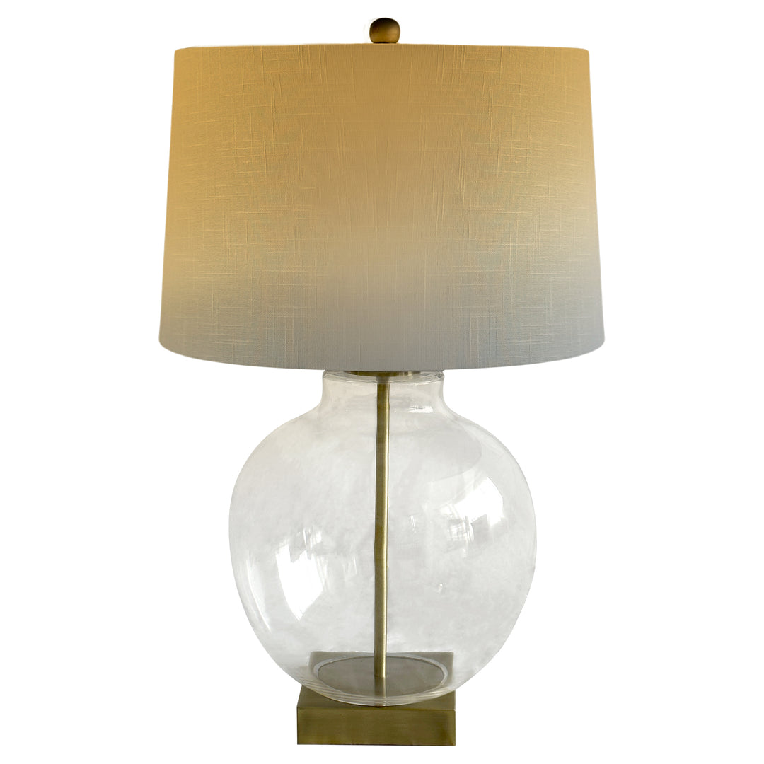 Ellyn Glass and Brass Lamp with White Linen Shade - Lamp Base & Shade