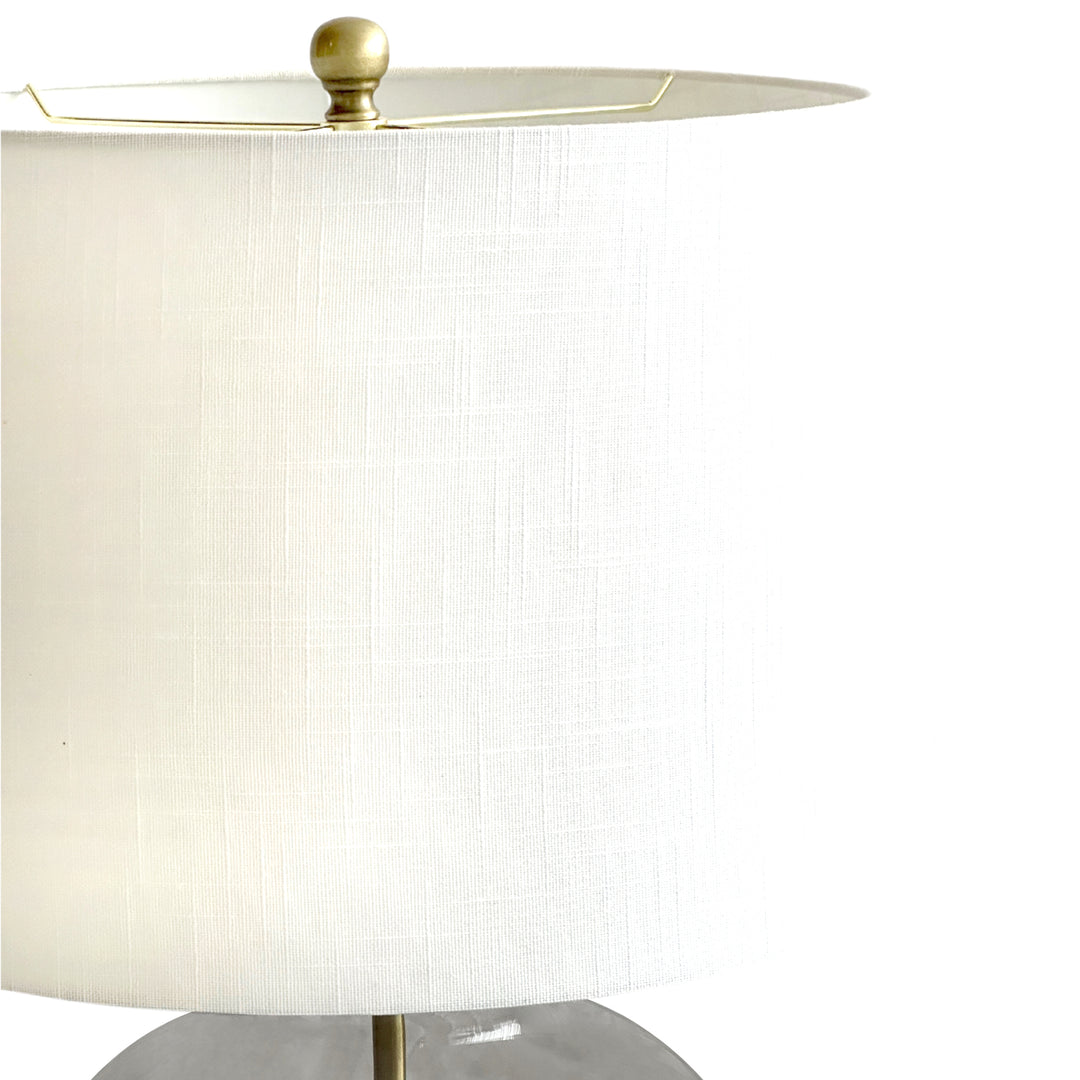 Ellyn Glass and Brass Lamp with White Linen Shade - Lamp Base & Shade