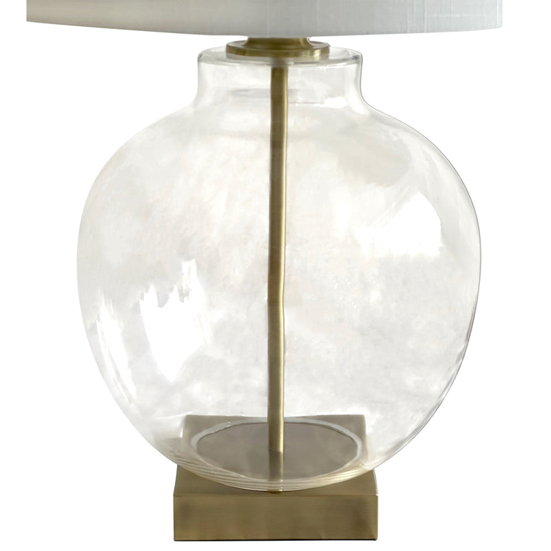 Ellyn Glass and Brass Lamp with White Linen Shade