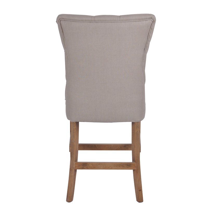 Oakwood Hamptons Beige Linen Counter Chair W/ Buttons