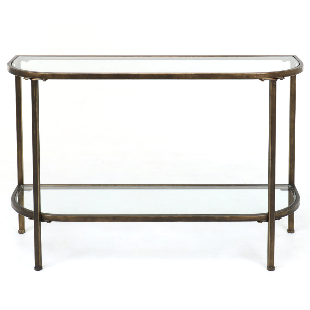 Palladium 120cm Curved Glass Console Table Brass