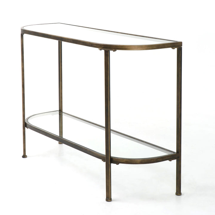 Palladium 120cm Curved Glass Console Table Brass