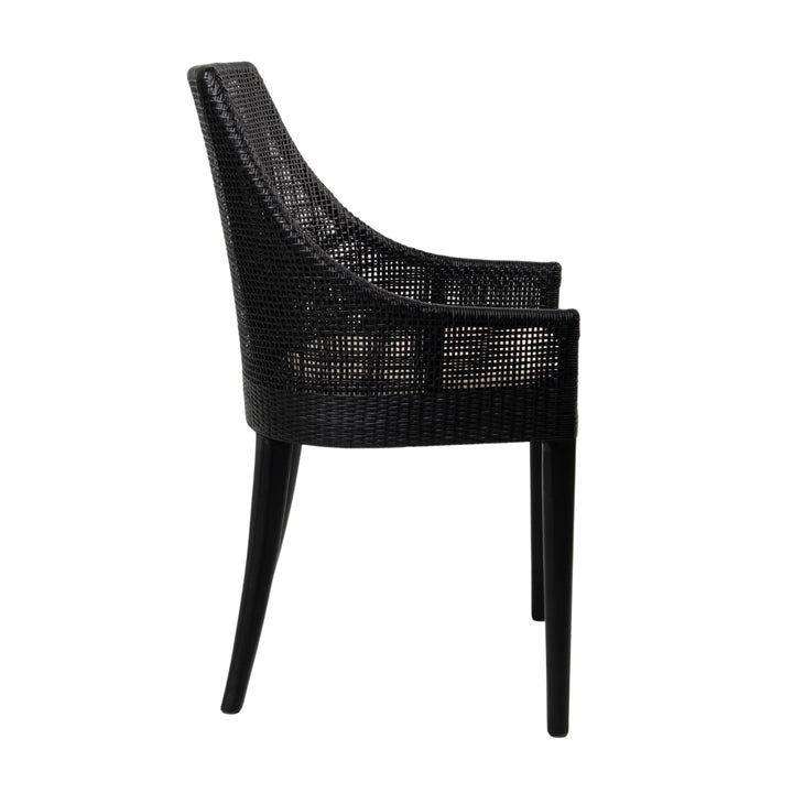 Charlotte Rattan Dining Chair Black