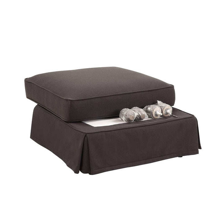 Ottoman Slip Cover - Noosa Charcoal - OneWorld Collection