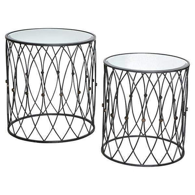 Set 2 Black Iron Side Tables - OneWorld Collection
