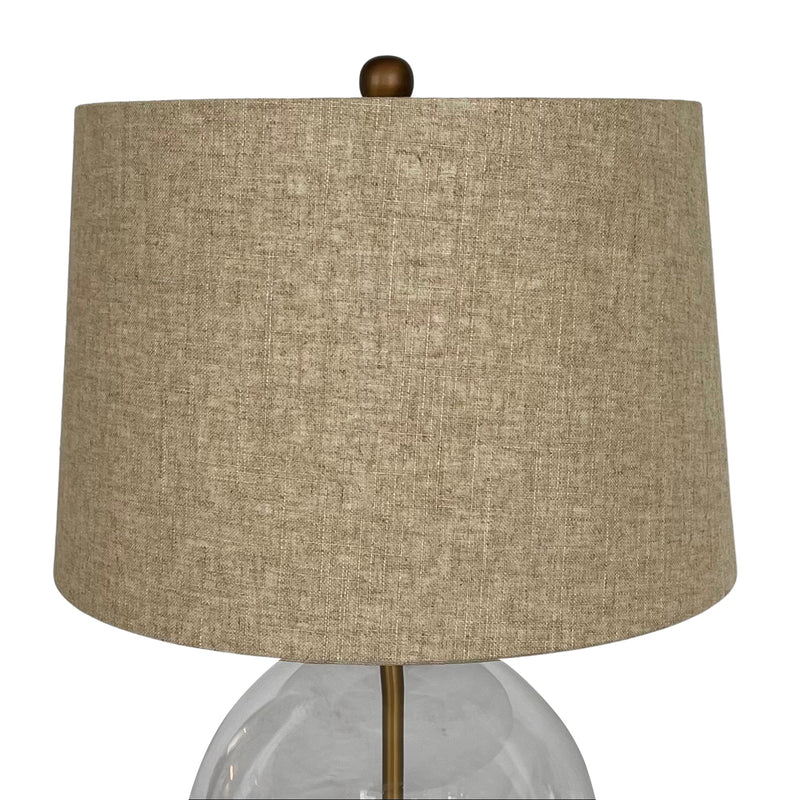 Ivy Antique Brass And Glass With Natural Linen Shade - OneWorld Collection