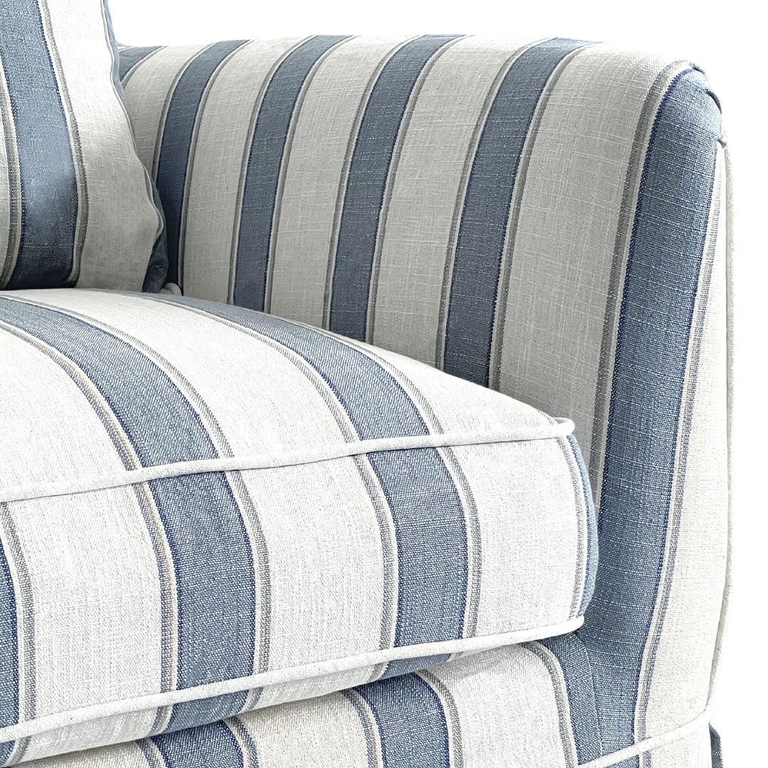 Armchair Slip Cover - Noosa Blue Sky Stripe - OneWorld Collection