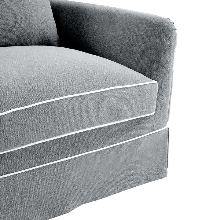 Noosa Hamptons Armchair Grey W/White Piping