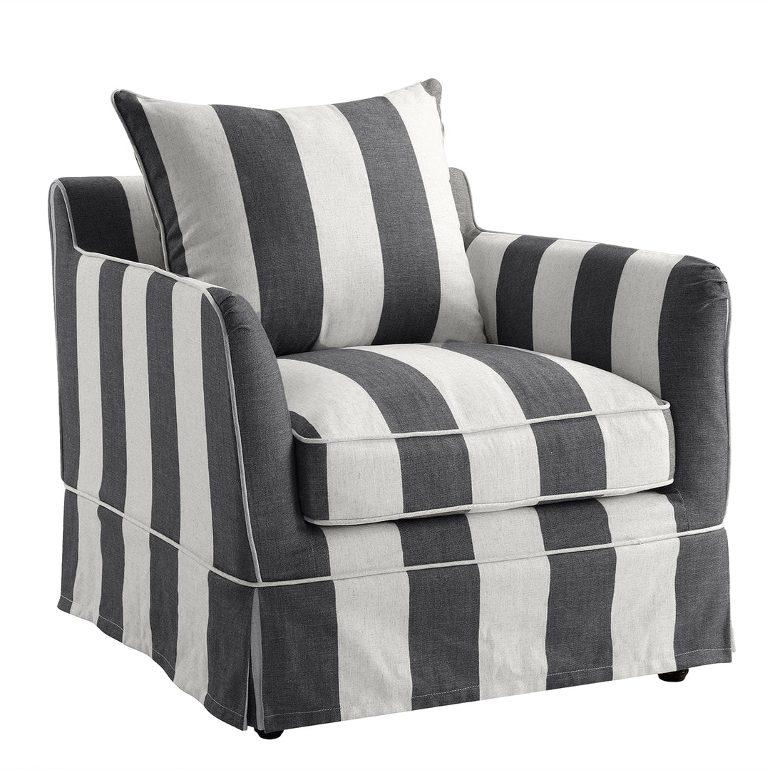 Noosa Hamptons Armchair Grey/Cream Stripe