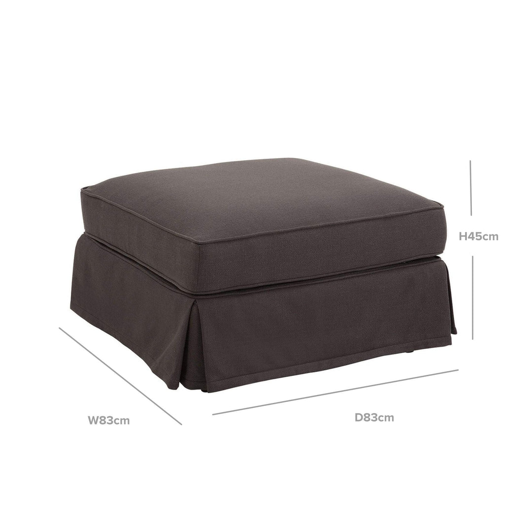 Ottoman Slip Cover - Noosa Charcoal - OneWorld Collection