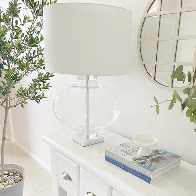 Kelly Marble Base Glass Lamp - OneWorld Collection