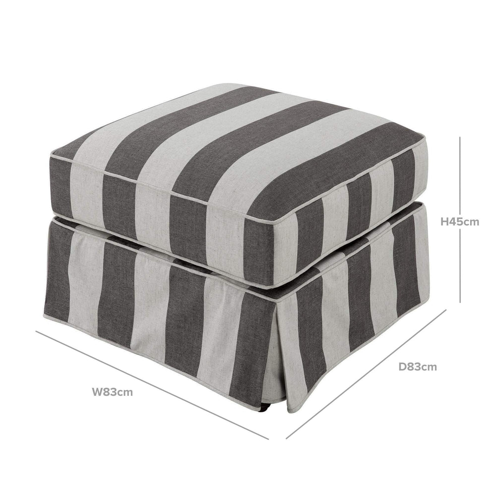 Noosa Ottoman Grey & Cream Stripe - OneWorld Collection