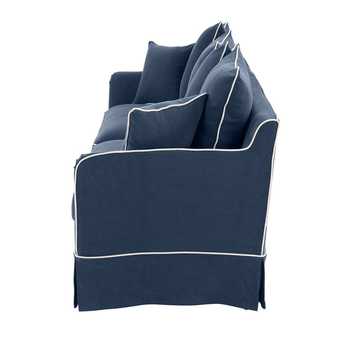 Noosa 2 Seat Sofa Navy With White Piping - OneWorld Collection