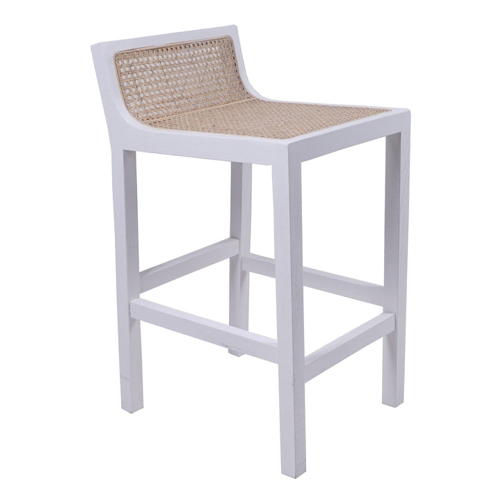 Amalfi Natural Elm and Rattan Barstool White - OneWorld Collection