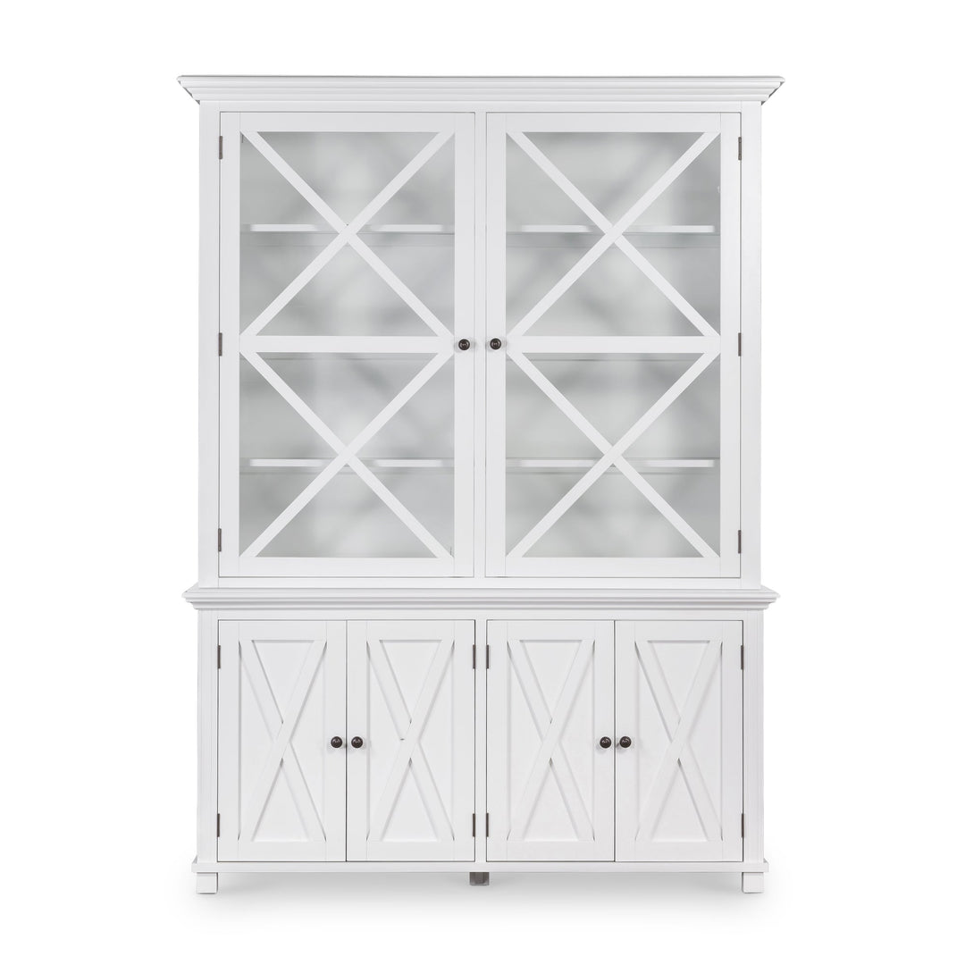 Sorrento White Tall Glass Door Cabinet - OneWorld Collection