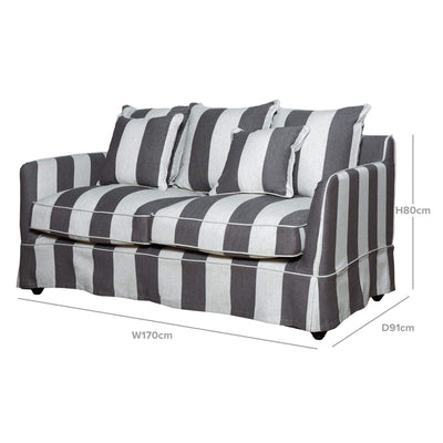 Noosa 2 Seat Sofa Grey & Cream Stripe - OneWorld Collection