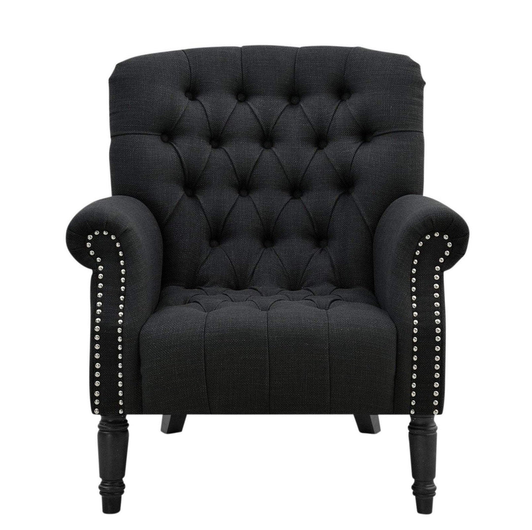 Maurice Buttoned Armchair Charcoal - OneWorld Collection