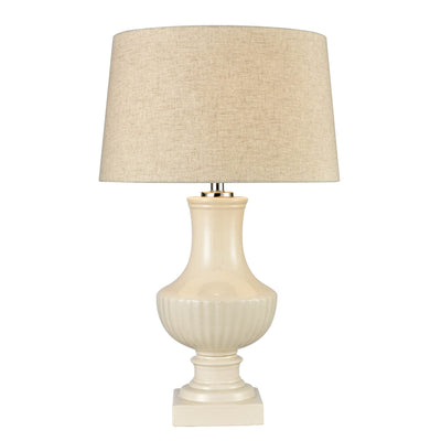 Cream Crackle Table Lamp W/ Shade - OneWorld Collection