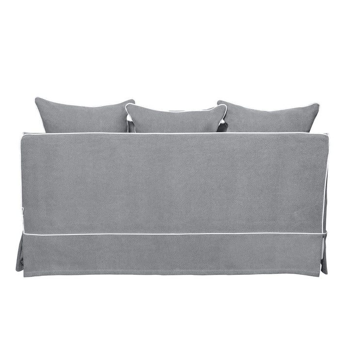 Noosa Hamptons 2 Seat Sofa Grey W/White Piping