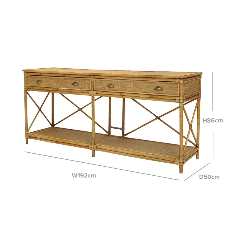 Cayman Large Two Drawer Rattan Console - OneWorld Collection
