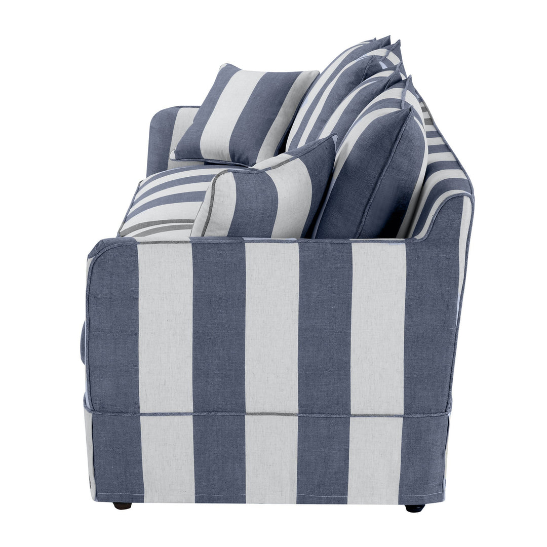 Noosa 3 Seat Queen Sofa Bed Denim & Cream Stripe - OneWorld Collection